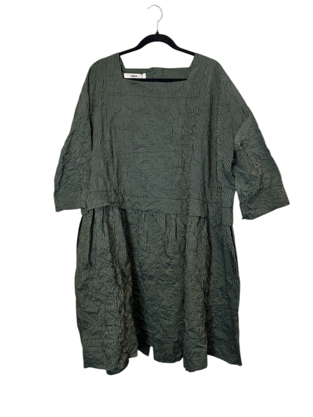 Alembika Urban Women’s Lagenlook  Forest Green Striped Tunic Dress sz M